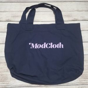 🌺3/$20 Modcloth Tote Bag Navy Blue Shine Bright Canvas Inner Zip Pocket